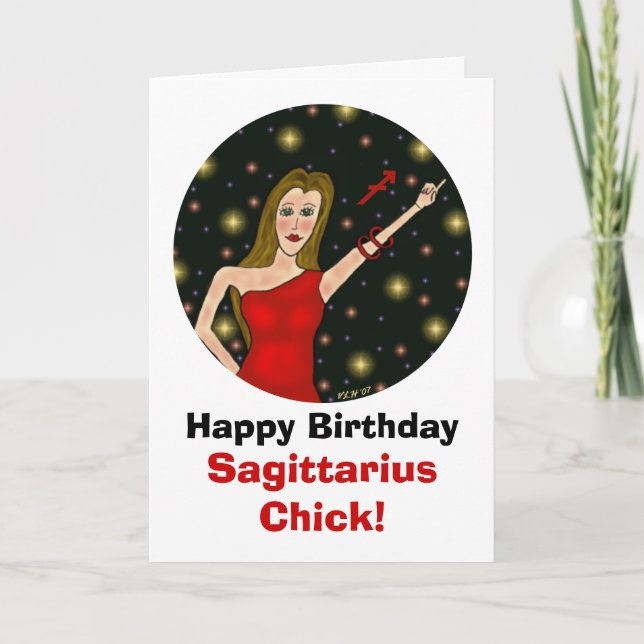 Sagittarius Chick Birthday Card (Front)