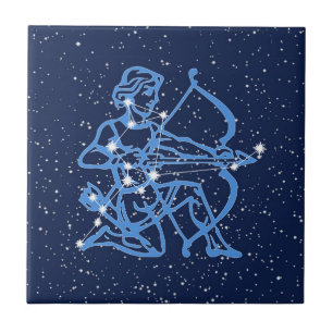 Sagittarius Constellation and Sun Sign with Stars Ceramic Tile
