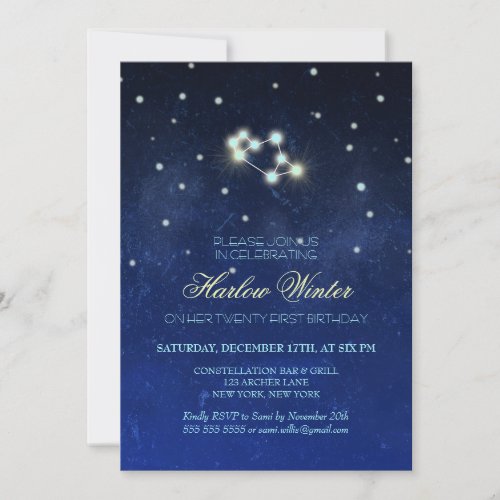 Sagittarius Constellation Birthday Party Invitation