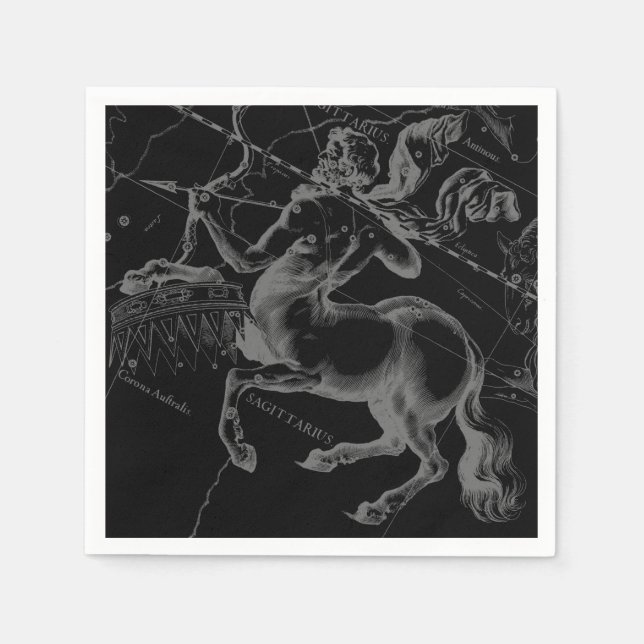 Sagittarius Constellation Classy Hevelius Engaving Napkins (Front)
