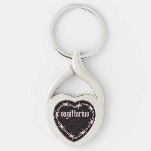 Sagittarius Constellation Gothic Barbed Wire Art Keychain