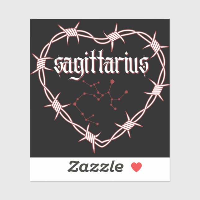 Sagittarius Constellation Gothic Barbed Wire Art Sticker (Sheet)