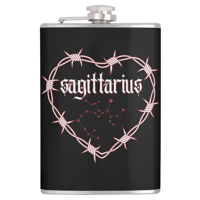 Sagittarius Constellation Gothic Dark Celestial Flask (Front)