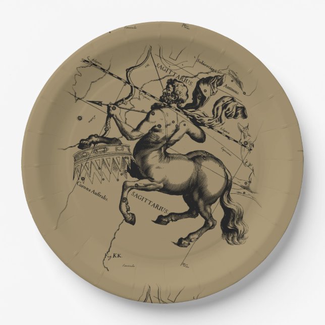 Sagittarius Constellation Hevelius1690 Nov22-Dec21 Paper Plates (Front)