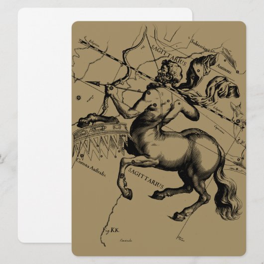 Sagittarius Constellation Hevelius 1690 Engraving (Front/Back)