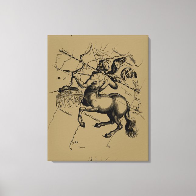 Sagittarius Constellation Hevelius 1690 Engraving Canvas Print (Front)