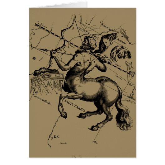 Sagittarius Constellation Hevelius 1690 Engraving Cards (Front)