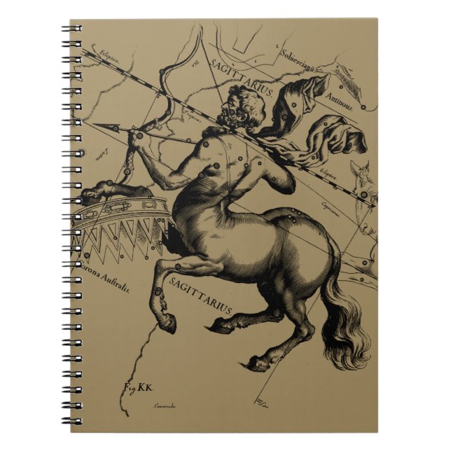 Sagittarius Constellation Hevelius 1690 Engraving Notebook (Front)