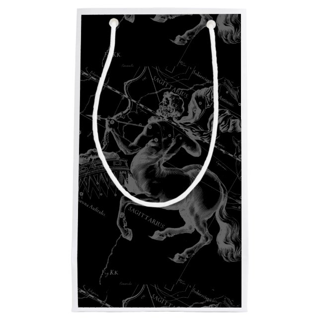 Sagittarius Constellation Hevelius 1690 on black Small Gift Bag (Front)