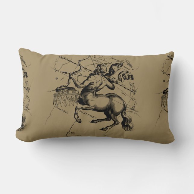 Sagittarius Constellation Hevelius circa 1690 Lumbar Pillow (Front)