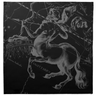 Sagittarius Constellation Hevelius Map on Black Napkin