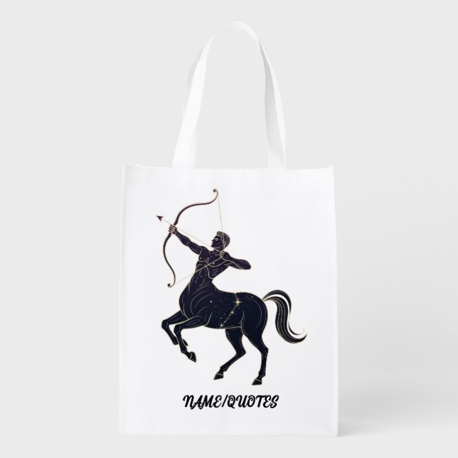 Sagittarius Constellation Line Art – Cosmic Zodiac Grocery Bag (Back)