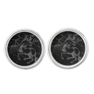 Sagittarius Constellation Map by Hevelius on Black Cufflinks