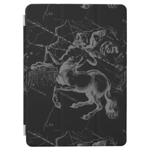 Sagittarius Constellation Map by Hevelius on Black iPad Air Cover