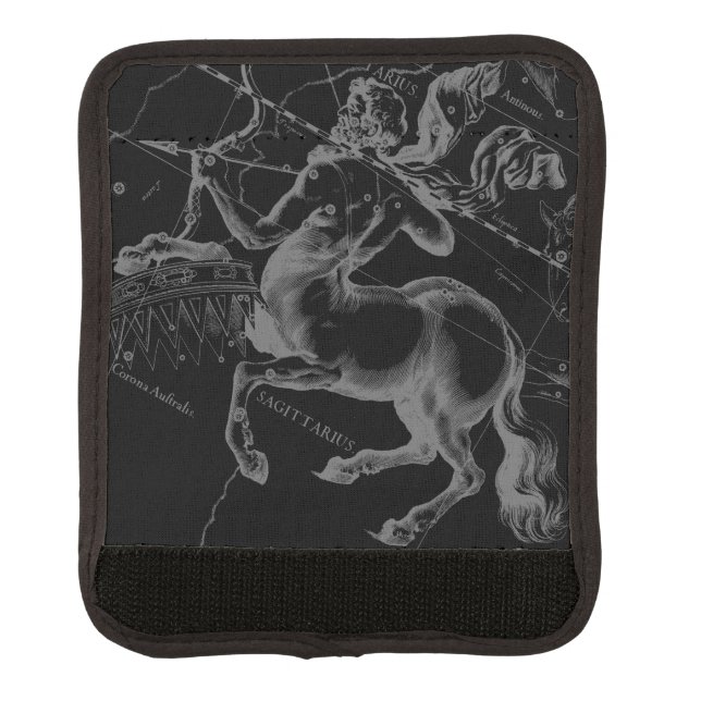 Sagittarius Constellation Map by Hevelius on Black Luggage Handle Wrap (Front)