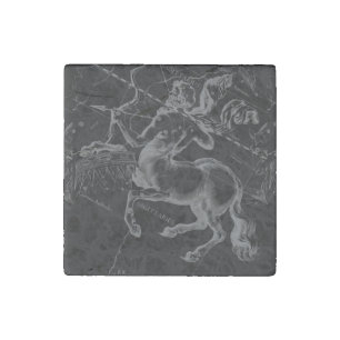 Sagittarius Constellation Map by Hevelius on Black Stone Magnet