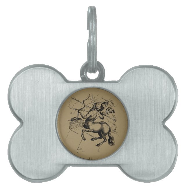 Sagittarius Constellation Map by Hevelius Pet Name Tag (Front)