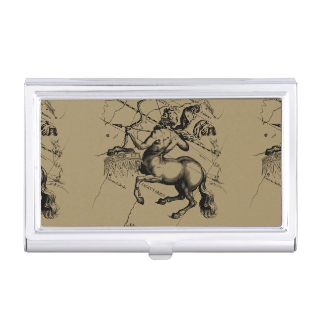 Sagittarius Constellation Map Engraving Hevelius Business Card Case (Front)