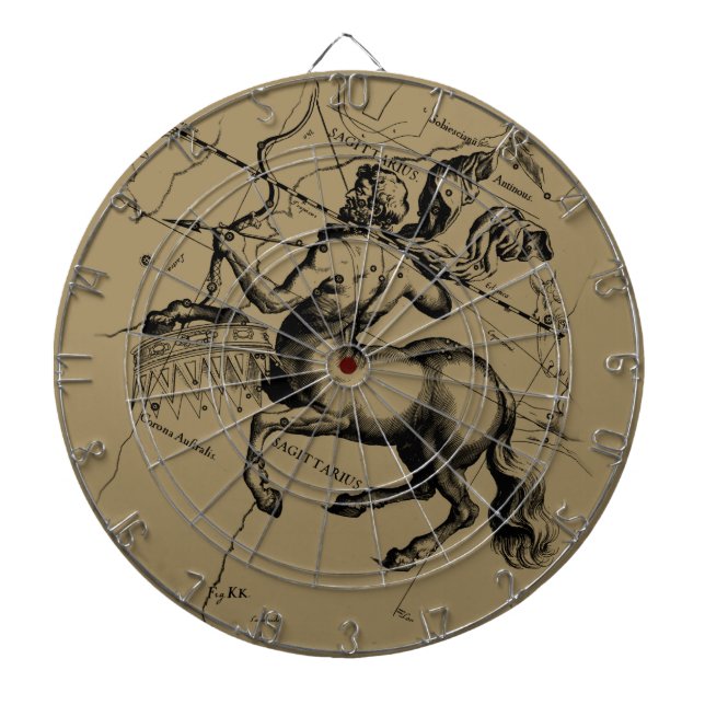 Sagittarius Constellation Map Engraving Hevelius Dartboard (Front)