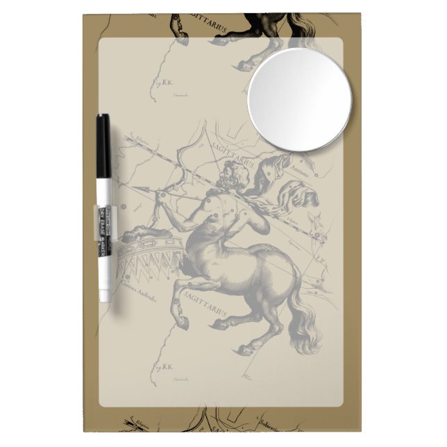 Sagittarius Constellation Map Engraving Hevelius Dry Erase Board With Mirror (Front)