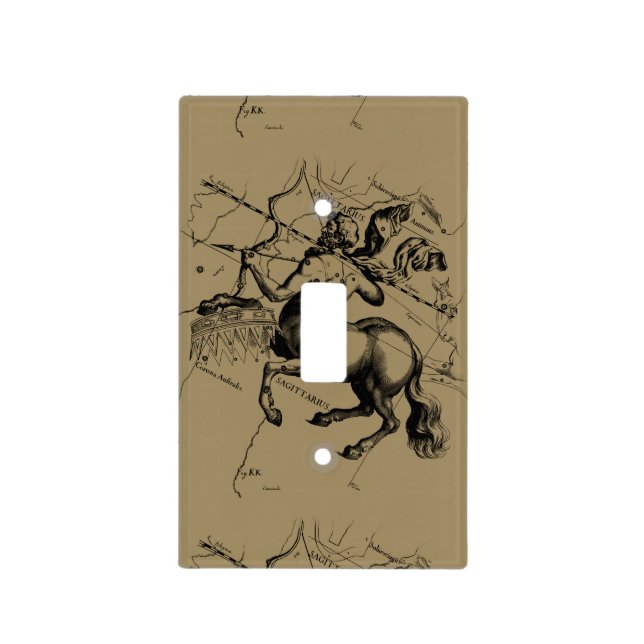 Sagittarius Constellation Map Engraving Hevelius Light Switch Cover (Front)