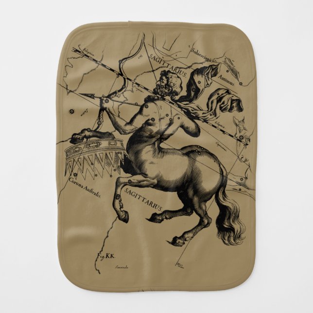 Sagittarius Constellation Map Hevelius 1690 Burp Cloth (Front)