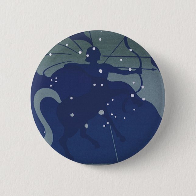 Sagittarius Constellation Vintage Zodiac Astrology Button (Front)