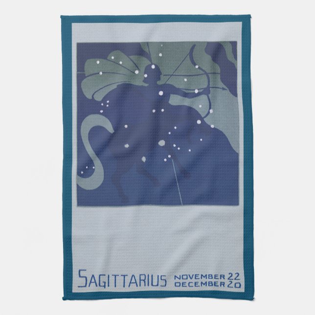 Sagittarius Constellation Vintage Zodiac Astrology Kitchen Towel (Vertical)