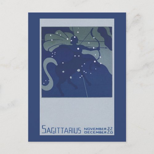 Sagittarius Constellation Vintage Zodiac Astrology Postcard