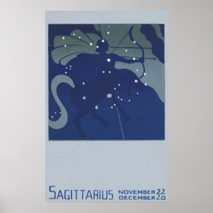 Sagittarius Constellation Vintage Zodiac Astrology Poster