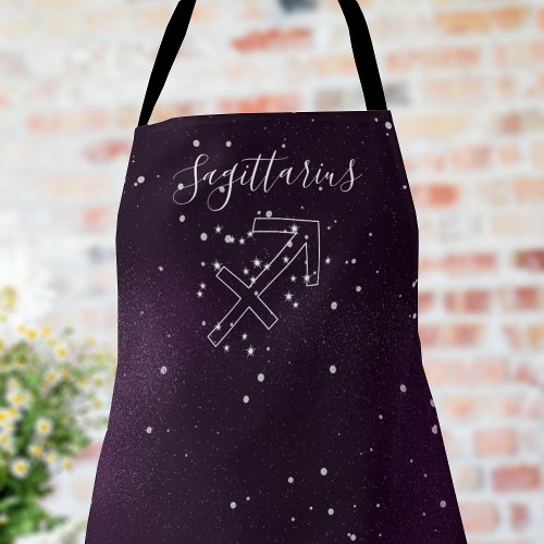 Sagittarius Constellation Zodiac Sign Purple Apron