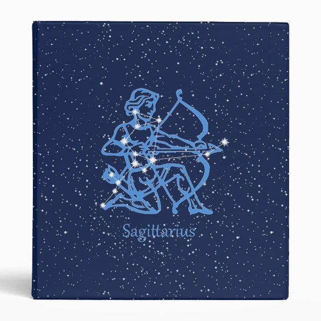 Sagittarius Constellation & Zodiac Sign with Stars 3 Ring Binder (Front)