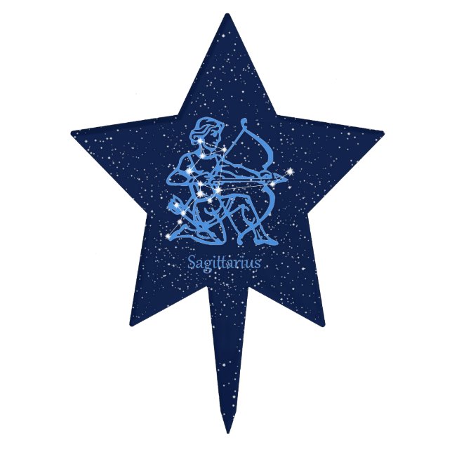 Sagittarius Constellation & Zodiac Sign with Stars Cake Topper (Front)