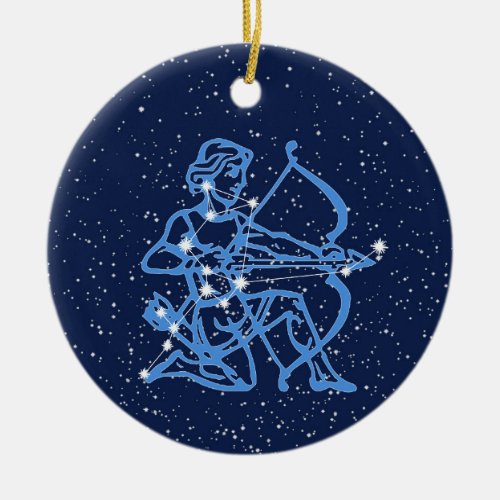 Sagittarius Constellation  Zodiac Sign with Stars Ceramic Ornament