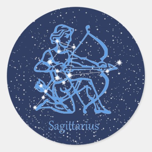 Sagittarius Constellation  Zodiac Sign with Stars Classic Round Sticker