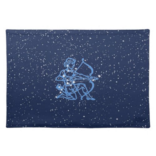 Sagittarius Constellation  Zodiac Sign with Stars Cloth Placemat