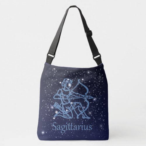 Sagittarius Constellation  Zodiac Sign with Stars Crossbody Bag