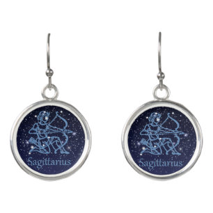 Sagittarius Constellation & Zodiac Sign with Stars Earrings