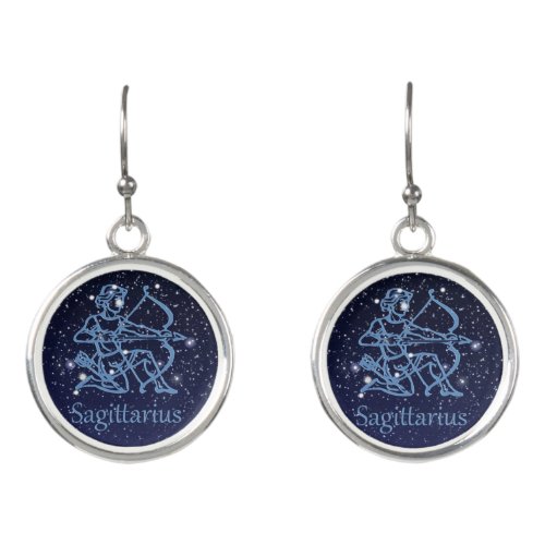 Sagittarius Constellation  Zodiac Sign with Stars Earrings