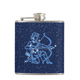 Sagittarius Constellation & Zodiac Sign with Stars Flask