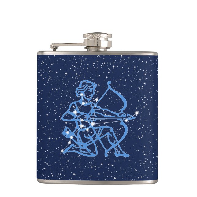 Sagittarius Constellation & Zodiac Sign with Stars Flask (Front)