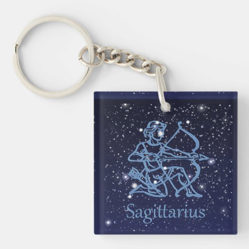 Sagittarius Constellation  Zodiac Sign with Stars Keychain