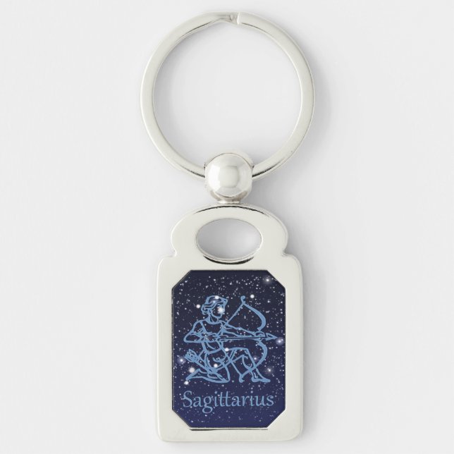 Sagittarius Constellation & Zodiac Sign with Stars Keychain (Front)