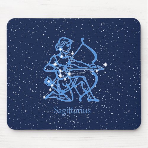 Sagittarius Constellation  Zodiac Sign with Stars Mouse Pad