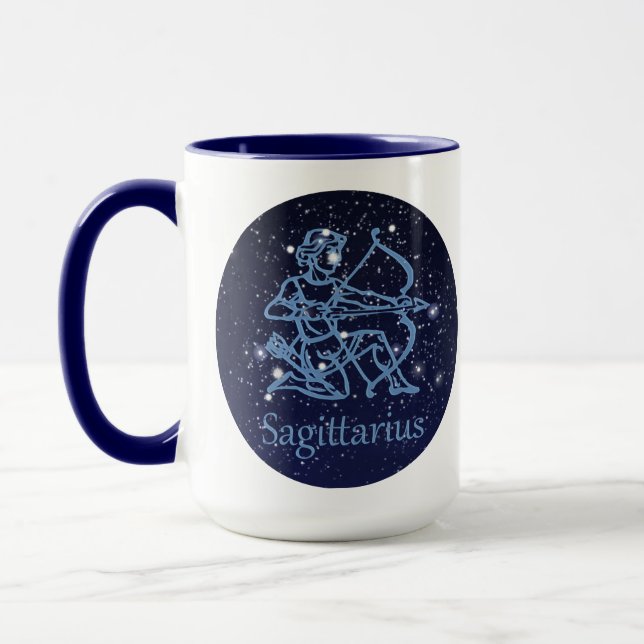 Sagittarius Constellation & Zodiac Sign with Stars Mug (Left)