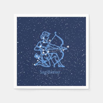 Sagittarius Constellation & Zodiac Sign With Stars Napkins by Under_Starry_Skies at Zazzle
