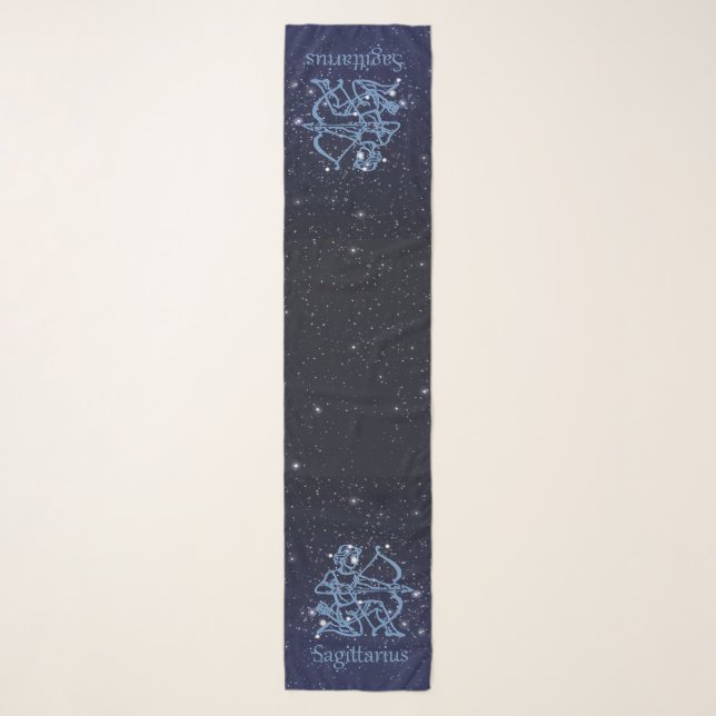Sagittarius Constellation & Zodiac Sign with Stars Scarf (Front)