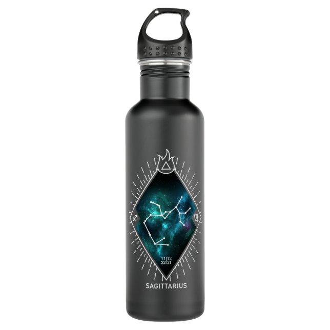 Sagittarius Constellation & Zodiac Symbol Stainless Steel Water Bottle (Front)