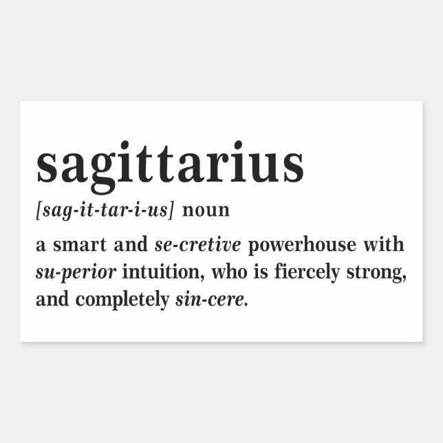 Sagittarius Definition Aesthetic Astrology Gift Rectangular Sticker (Front)