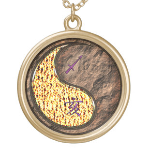 Sagittarius & Earth Boar Gold Plated Necklace